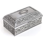 Biddy Murphy Irish Gifts Celtic Pewter Jewelry Box, May the Road Rise Medallion, Velvet Lined, Imported