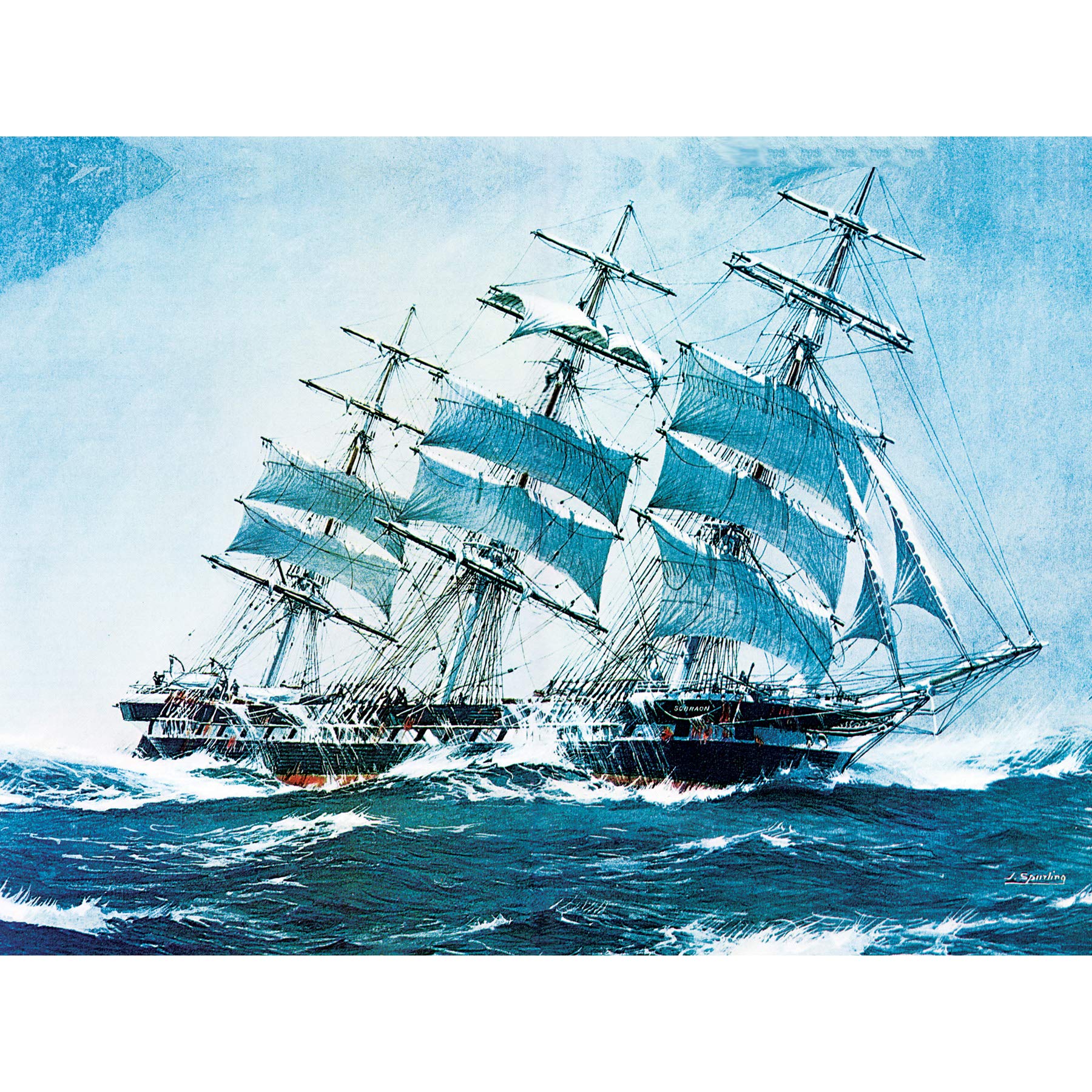 Fine Art Prints Spurling Clipper Ship Sobraon Painting Large Wall Art Print Canvas Premium Mural,Multi-color,18 x 24 inches
