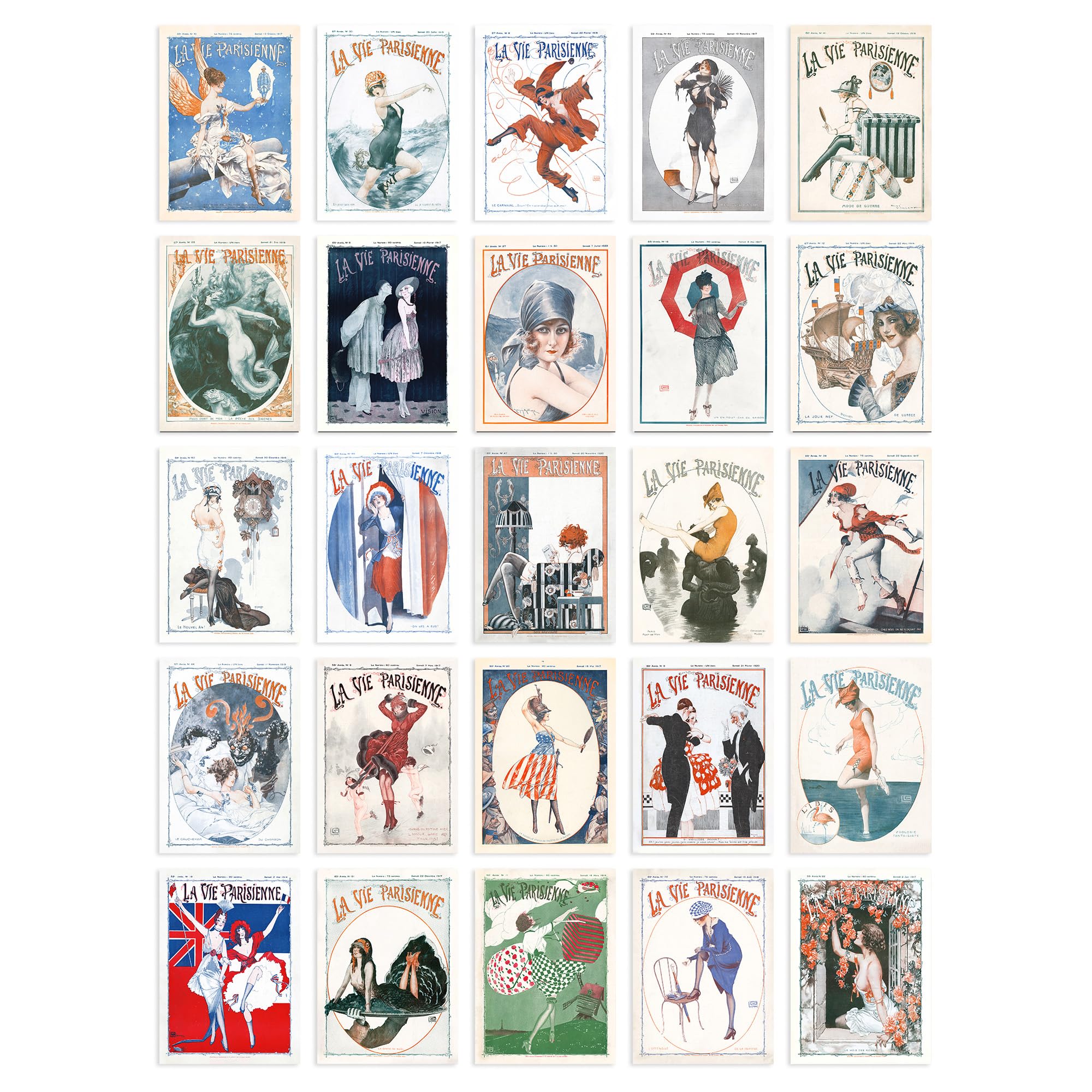 Artery8 50 Pcs French Music Theatre Arts Aesthetic Collage Kit La Vie Parisienne Wall Art Prints A6 Set Pack 14.8 x 10.5 cm (5.8 x 4.1) Room Decor Poster Collection