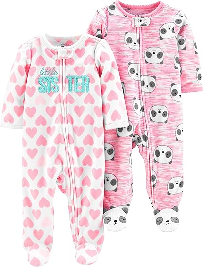 fleece baby girl sleepers