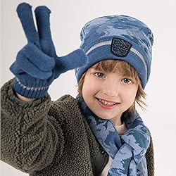 accsa Kids Boy Warm Beanie Blue Camo Reflective