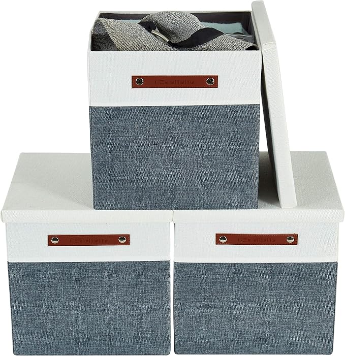 Stackable Foldable Cube Storage Bin Rugged Canvas Fabric