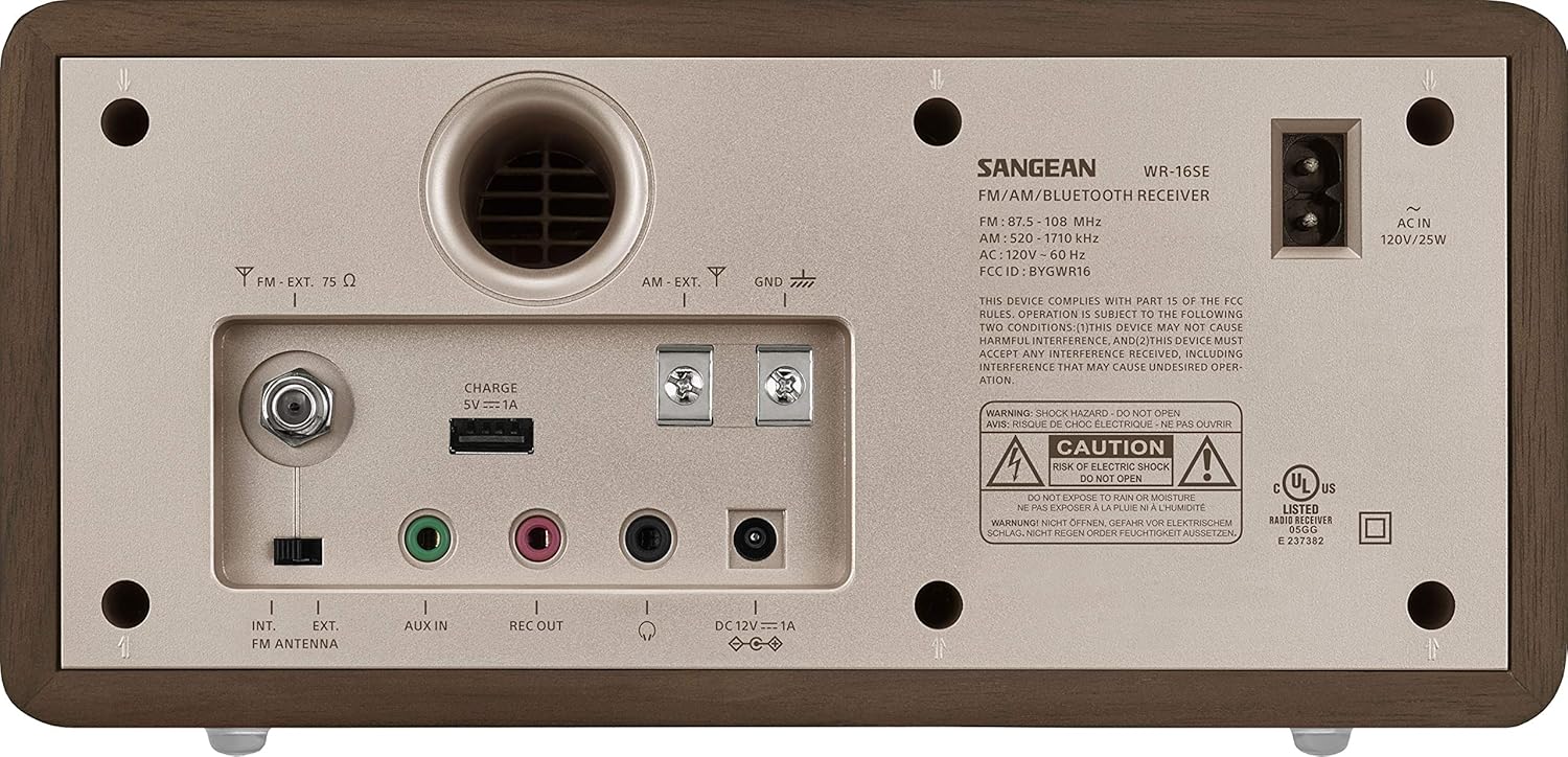Sangean WR-16SE 45th Anniversary Special Edition AM/FM/Bluetooth/Aux-in/USB Phone Charging Dark Walnut Wooden Cabinet Radio with Rose Gold Face Plate: Electronics