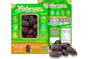 Bohemian Dates 1 lbs., 2 Pack Bundle | Jumbo Size, All Natural, Whole Medjool Dates | Vegan, Paleo, No Added Sugar | Soft, Ch