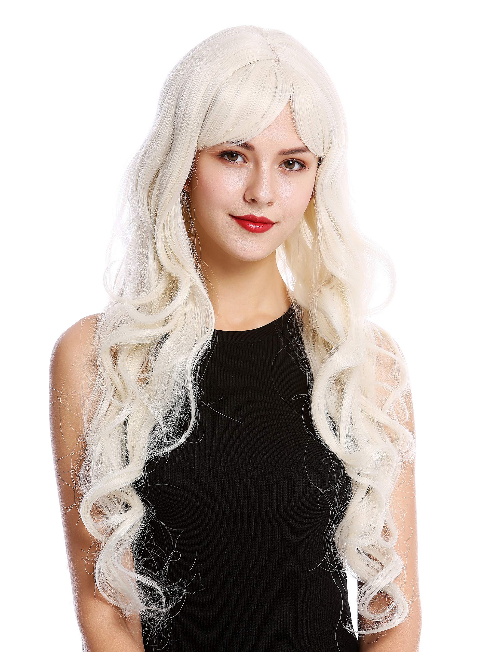 WIG ME UP - GFW501-60 Lady Quality Wig very long fringe bangs curls curled white blond platinum 27inch