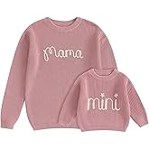 Mommy and Me Matching Outfits Mama and Mini Long Sleeve Crewneck Sweater Pullover Tops Mother Baby Matching Clothes