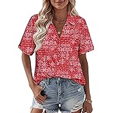 Zeagoo Women Linen Button Down Shirts Short Sleeve Blouse Business Casual Tops Dressy Summer Outfits