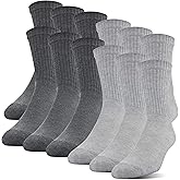 Gildan Men's Polyester Half Cushion Mid-Crew Socks, 12-pack