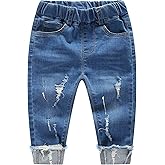 KIDSCOOL SPACE Baby Ripped Jean,Toddler Elastic Distressed Waist Denim Pants