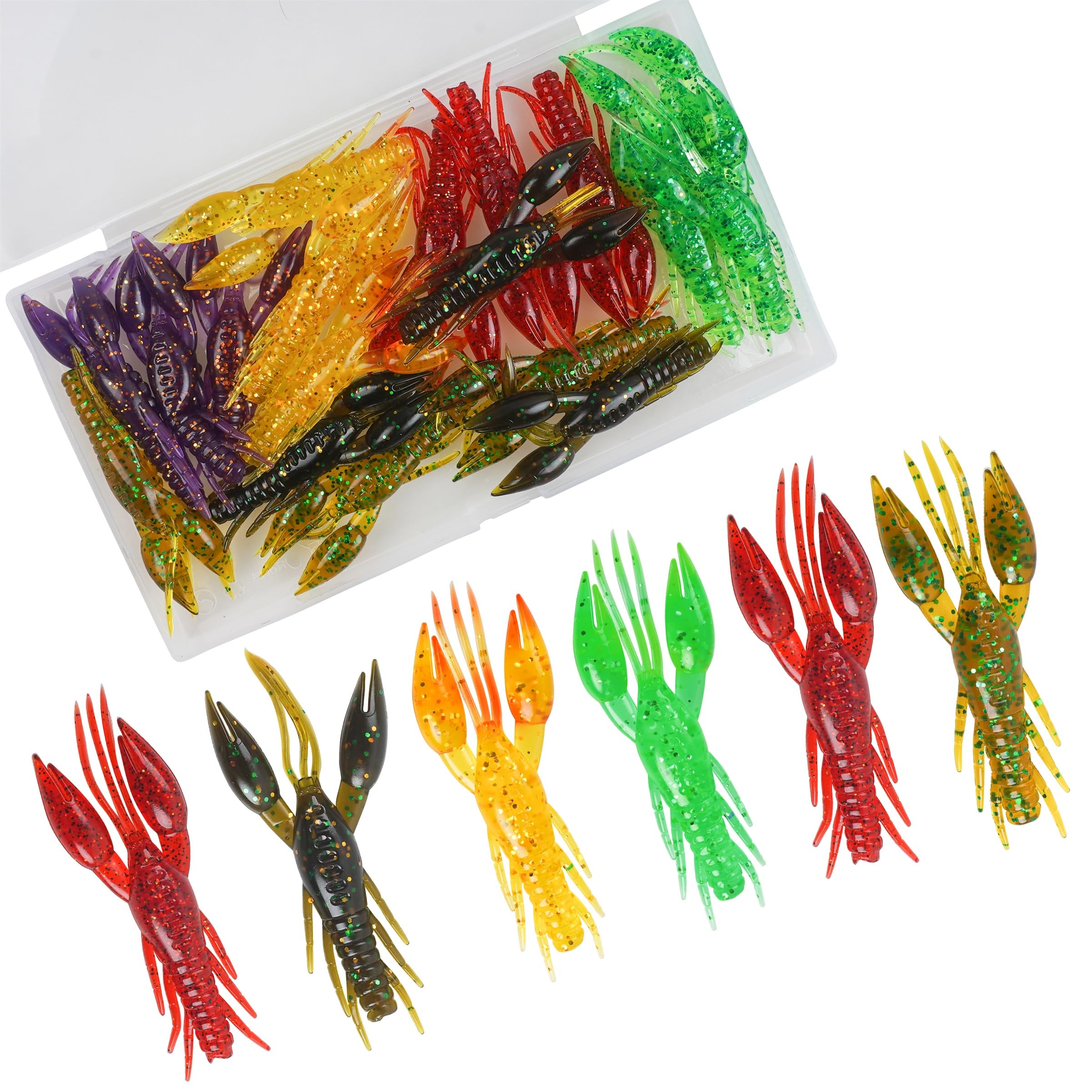 Crawfish Bait Soft Fishing Lures 18PCS Silicone Crayfish Bait Artificial Worm Shrimp Creature Lures for Freshwater & Saltwater Fishing for Bass, Trout, Redfish and More