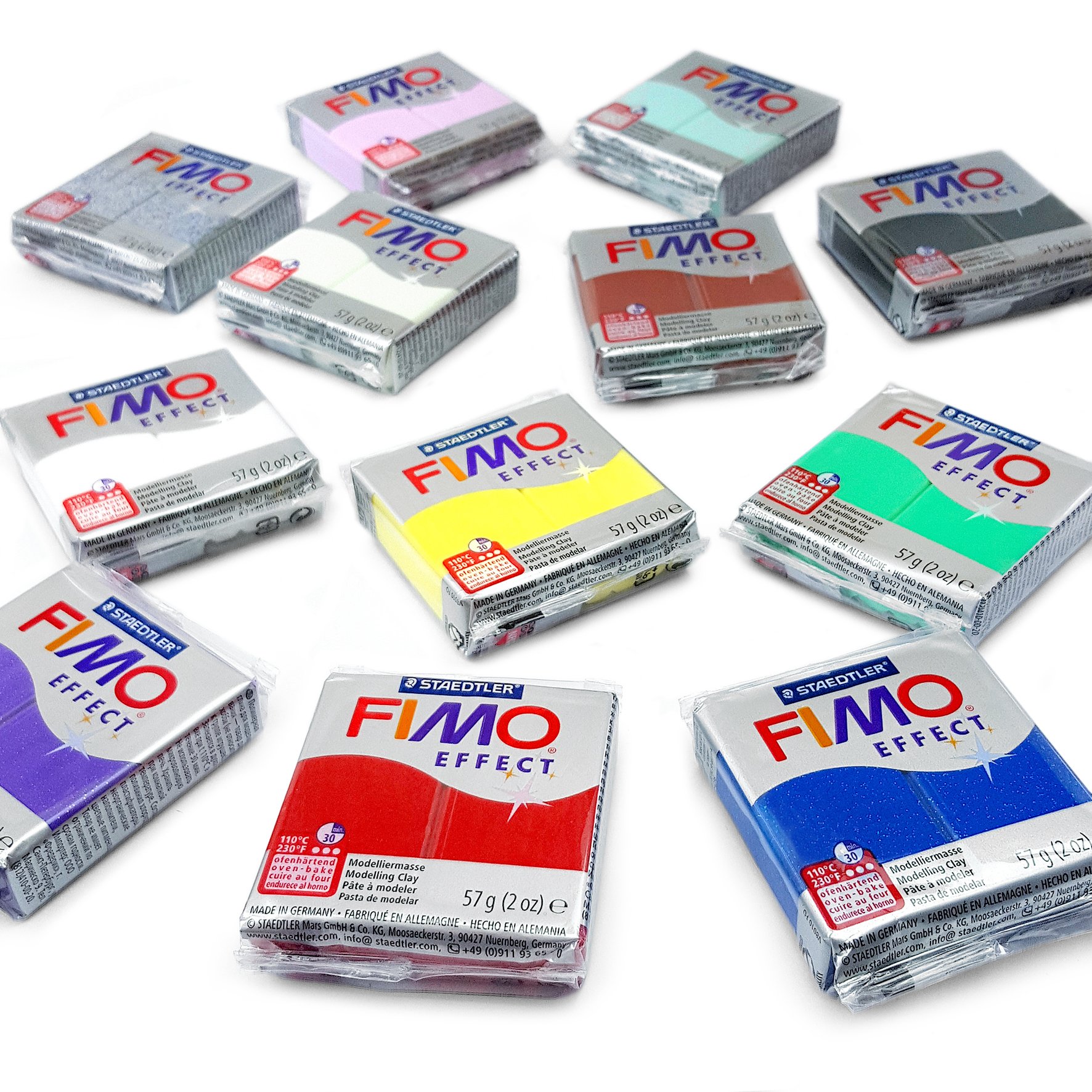 FIMO Effect Modelling Clay Starter Pack - 12 x 57g - Multicolour Blocks