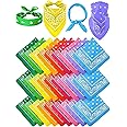 Unittype 36 Pieces Paisley Bandana Novelty Headband Square Scarf Cowboy Bandanas for Halloween Party Costume
