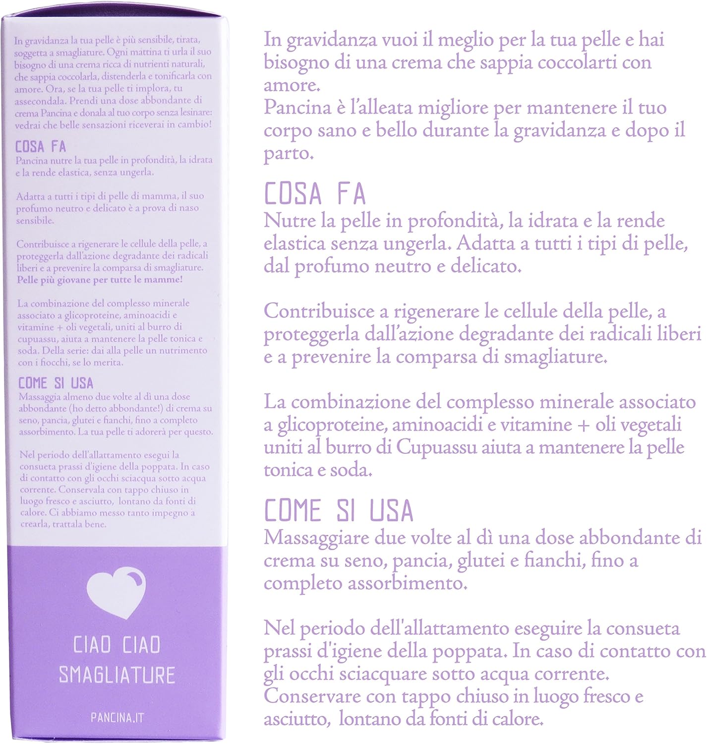 Pancina Crema Antismagliature Idratante Ed Elasticizzante Per La Gravidanza Crema Anti Smagliature Ipoallergenica Clinicamente Testata 0 Ml Amazon It Bellezza