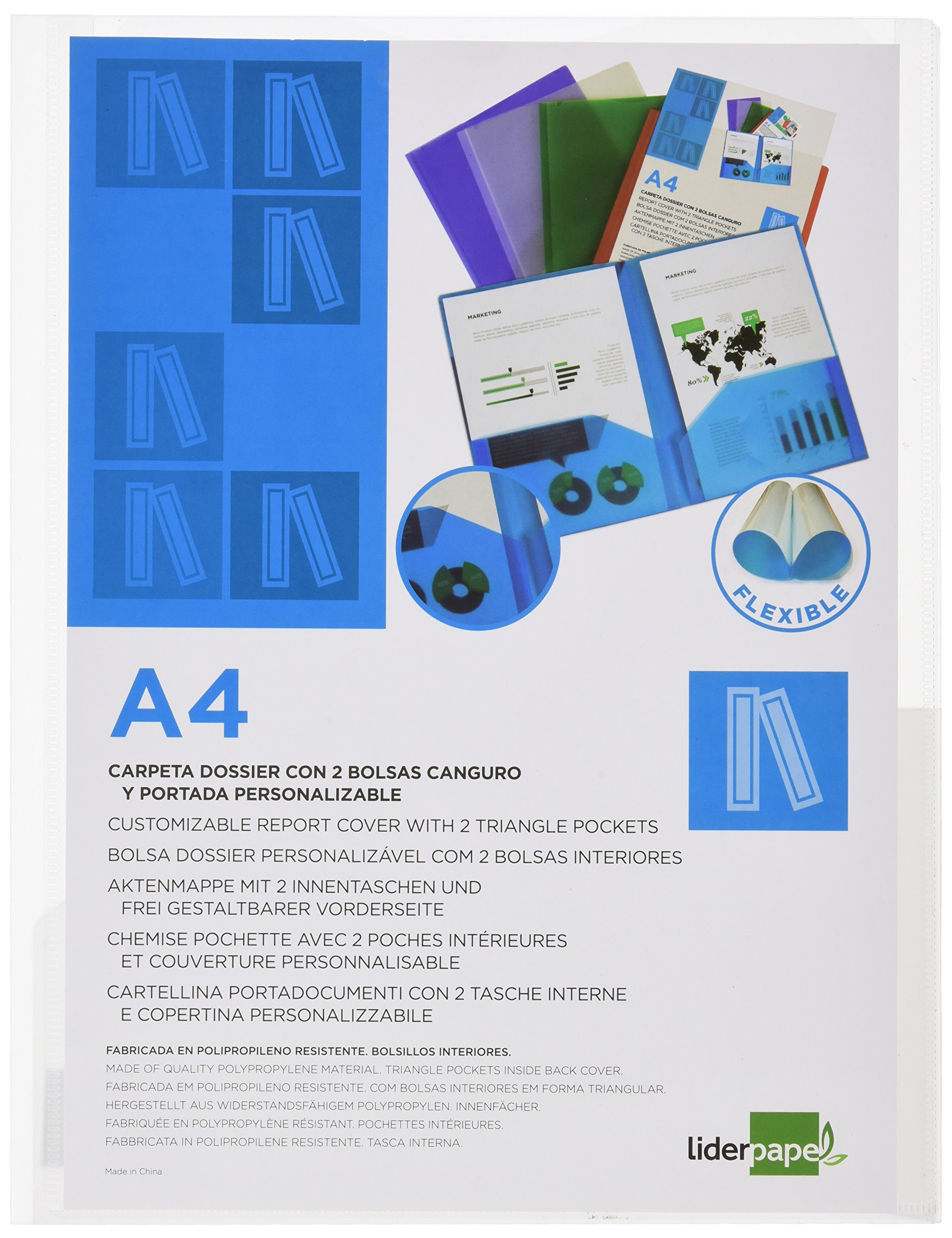 Folder File Two Bags Kangaroos Polypropylene DIN A4 Transparent