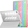 INFILAND Galaxy Tab A9 Plus 5G Case, Glitter Leather Cover with Sparkly Clear Back for Samsung Galaxy Tab A9 Plus 11 Inch 2023 Model (SM-X210/X216/X218)[Auto Wake/Sleep] for Girls Kids (Rainbow2)