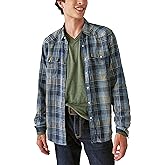 Lucky Brand Mens Lucky Brand Men's Indigo Plaid Western Long Sleeve Shirt