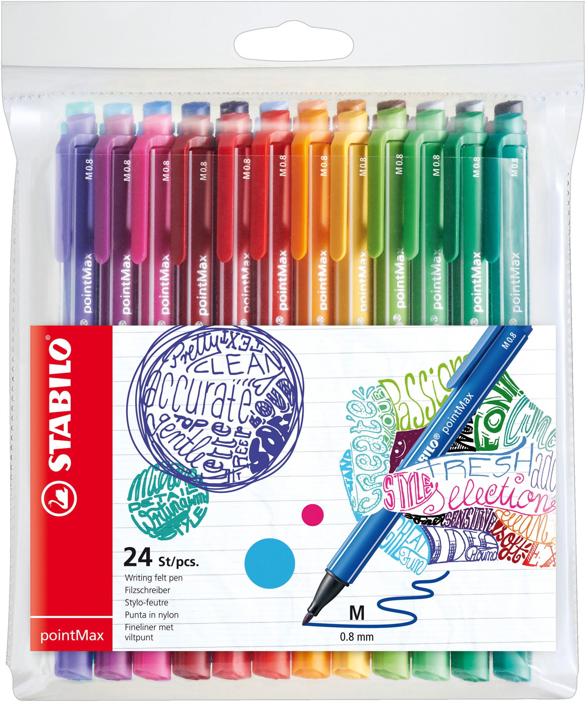 STABILO Nylon Tip Writing Pen pointMax - Pack of 24 - Assorted colours — image 1