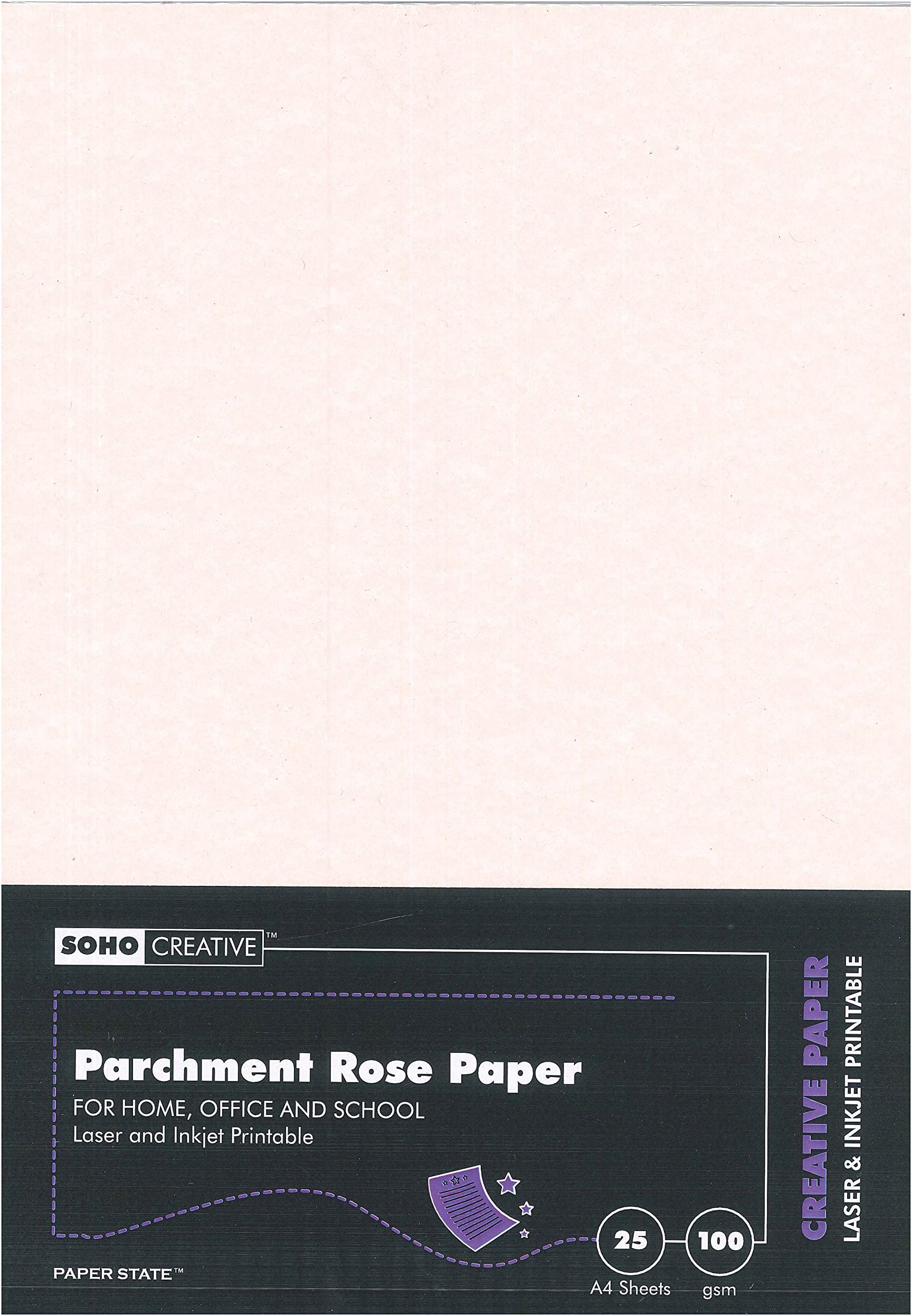 SOHO Creative A4 100 GSM Parchment Paper - Rose (Pack of 25 Sheets)