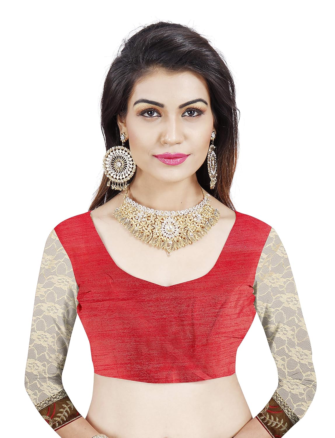 ruchika fashion women's georgette saree (beige_free size)