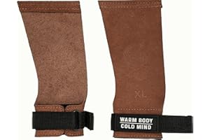WARM BODY COLD MIND Leather Hand Grips - NO Holes for Weightlifting, Powerlifting, Crossfit, Gymnastics, Cross Training, Pull