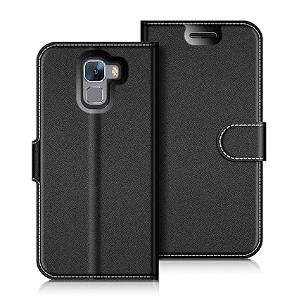 coodio Honor 7 Hülle Leder Lederhülle Ledertasche Wallet Handyhülle Tasche Schutzhülle mit Magnetverschluss/Kartenfächer für 