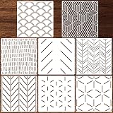 8 Pieces 12 x 12 Inch Herringbone Geometric Wall Stencil Modern Wall Stencils Wall Decor Reusable Film Decorative for Paintin