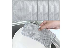 GGIJ Multipurpose Wire Miracle Cleaning Cloths, Wire Dishwashing Rag, for Wet and Dry, Wire Cleaning Cloth, for Kitchen, Dishes, Sinks, Pots (6PCS - Single Layer)