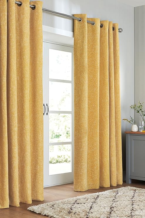 Next Boucle C Mix Opaque Curtains With Eyelets 135 X 137 Cm Lemon