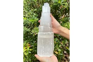 GAF TREASURES Selenite Skyscraper Lamp, 6", 8", 10", 12", 16" Tall Selenite Tower Lamp, Natural White Healing Crystal Lamp, Selenite Crystal Lamp, Pick A Size (12-13")