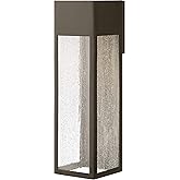 Hinkley Rook 20" Wall Mount Outdoor Lantern, Aluminum, Clear Seedy Glass, Modern, LED Included, Dark Sky, Bronze Finish