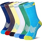 AMENLAN Kids Boys Athletic Socks Sport Basketball Crew Soft Cotton Breathable Youth Casual Socks 6 Pairs