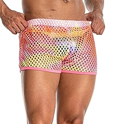 FIROTTII Mens Mesh Shorts Sexy Boxers See Through