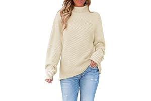 ZESICA Women's 2024 Turtleneck Batwing Sleeve Loose Oversized Chunky Knitted Pullover Sweater Jumper Tops