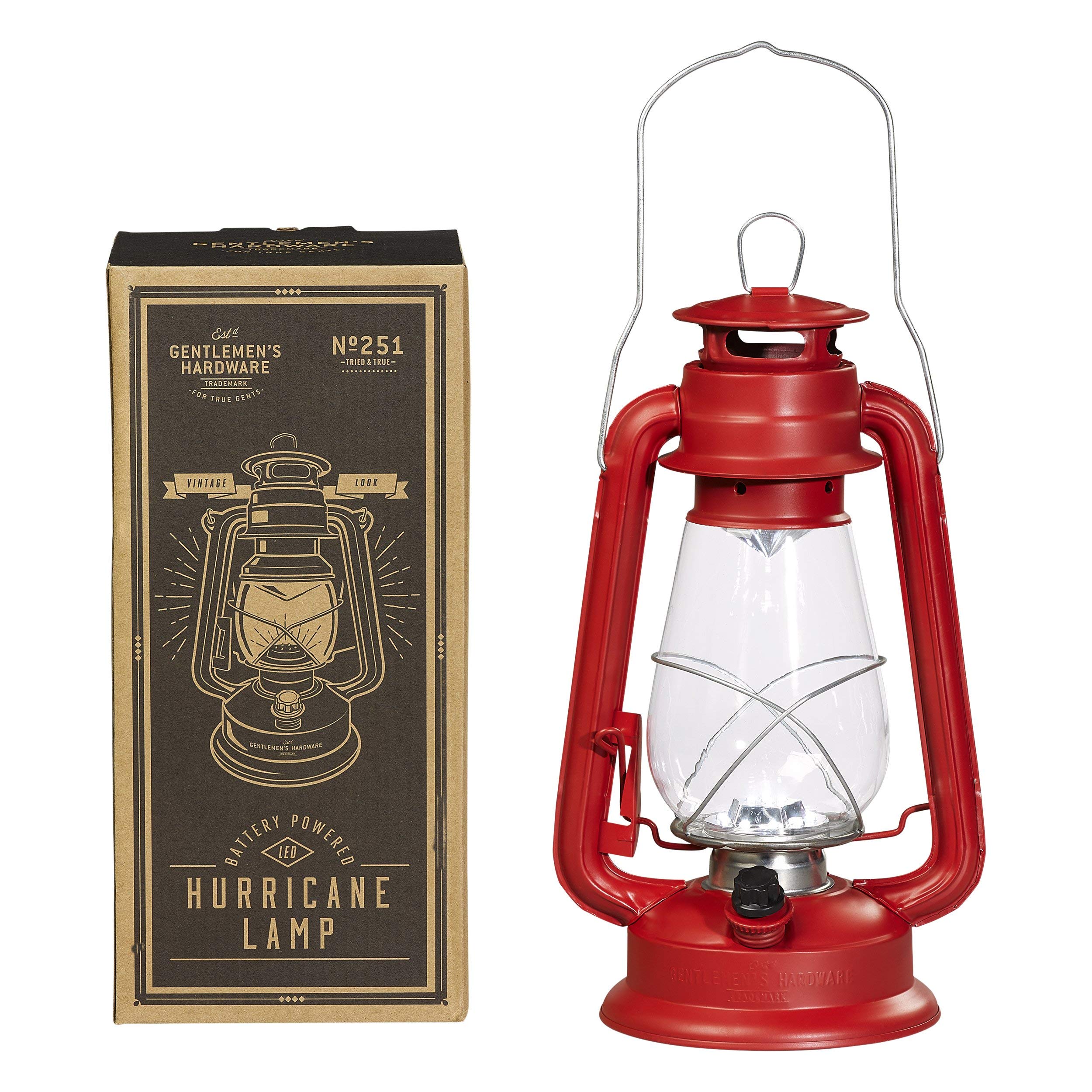 Gentleman's Hardware Red Hurricane Lamp | LED | Battery Operated