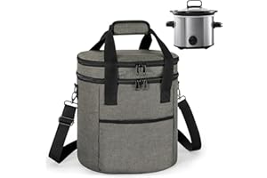 LUXJA Oval Insulated Slow Cooker Carrying Bag Compatible with 3 Quart Crock-Pot, Double Layer Carrier Bag with Lid Straps for 3 Quart Slow Cooker (Bag Only), Gray