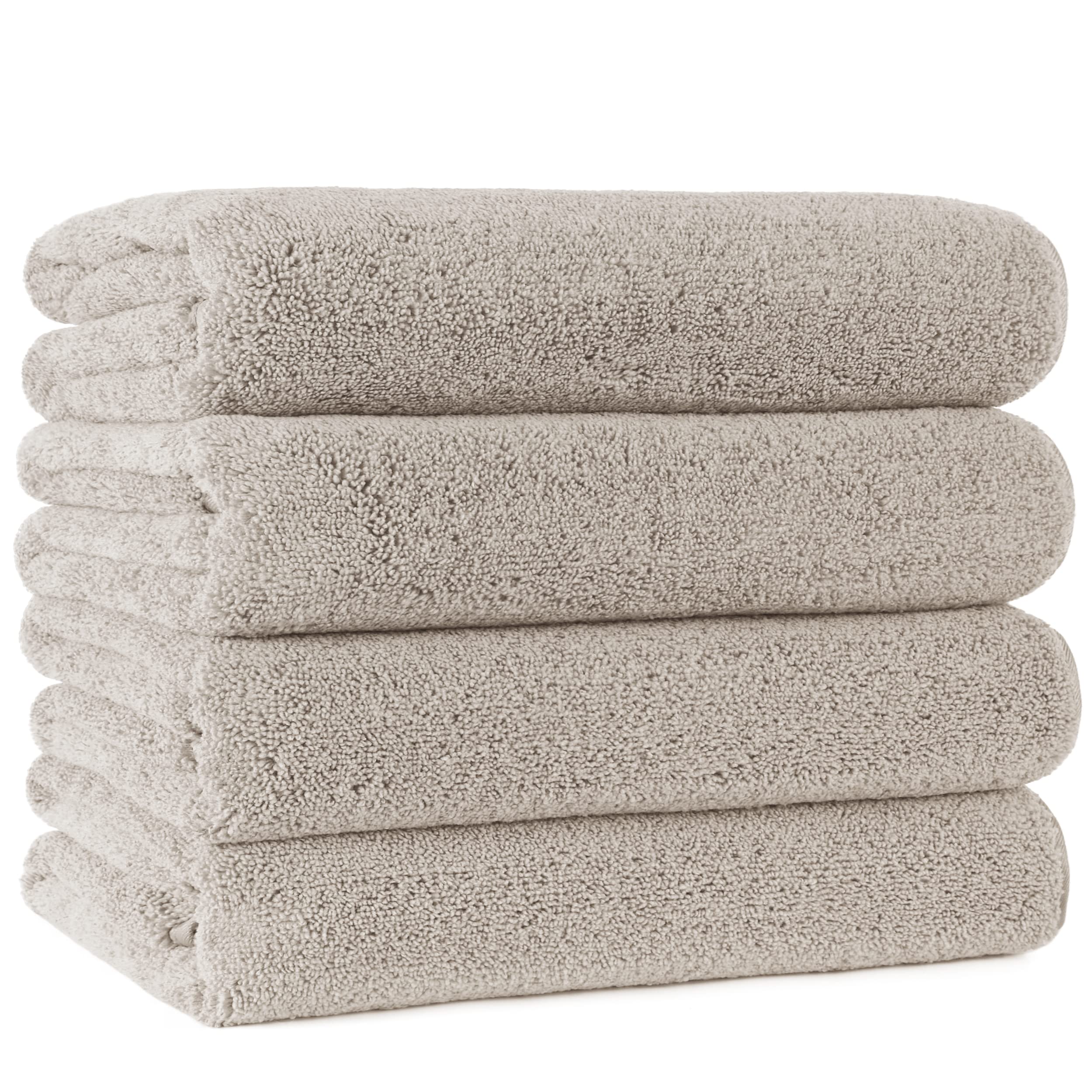 POLYTE Quick Dry Lint Free Microfibre Bath Towel, 76 x 145 cm, Pack of 4 (Beige)