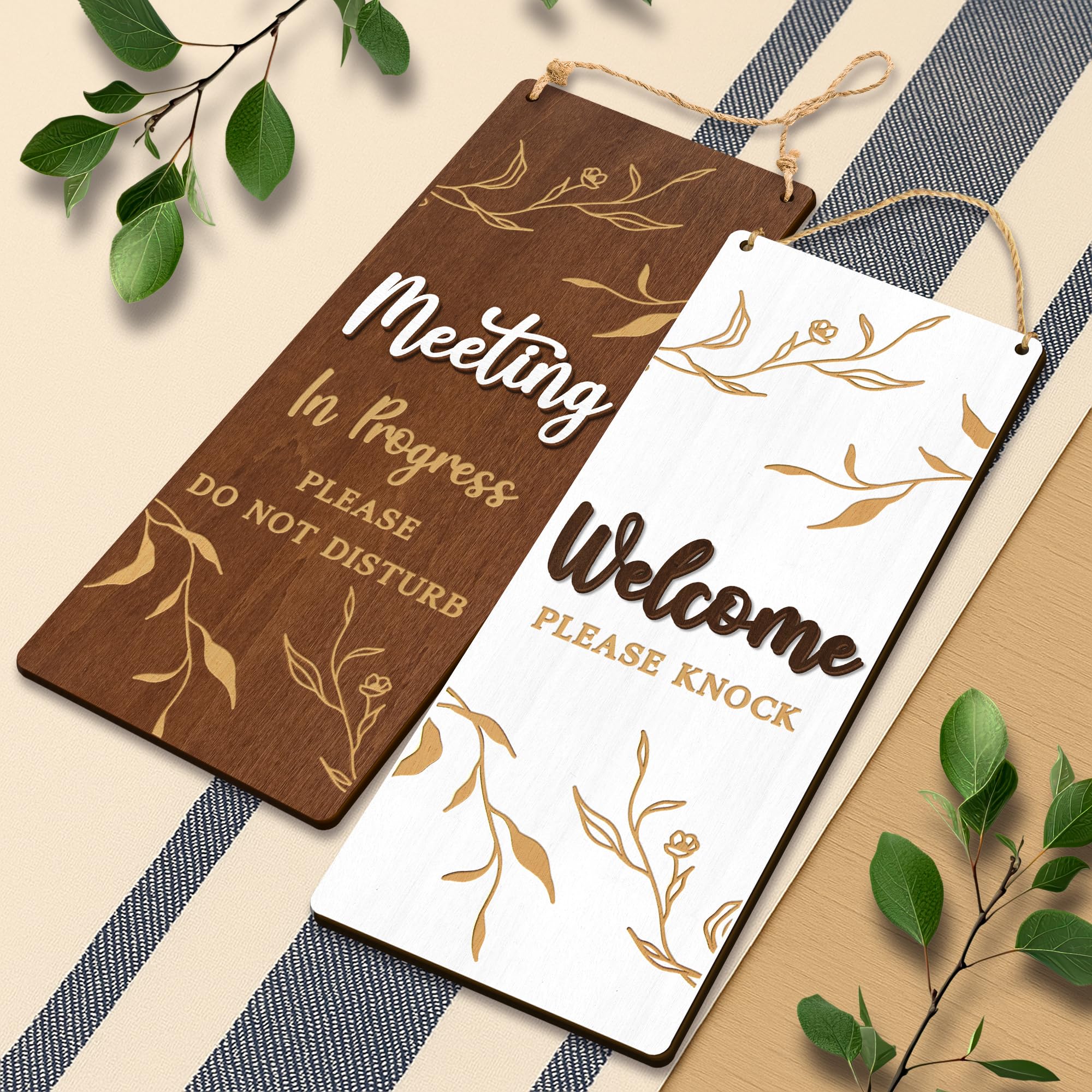 Photo 1 of Woodamore Meeting In Progress Door Sign - In A Meeting Sign For Office Door Signs, Do Not Disturb Doors Hanger, Welcome Please Knock Busy Signs For Office Decor