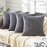 GAWAMAY Decorative Square Throw Pillow Covers 18"x18" Inch Set of 4, Super Soft Chenille Pillows Cover Fall Pillowcase for Living Room Bedroom Sofa Couch Cushion Cover Grey 45x45cm (No Insert)