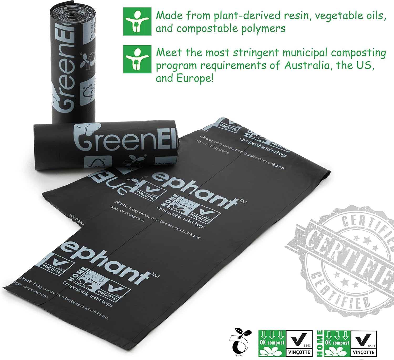 Portable Toilet Replacement Bags 100% Compostable Bags for Portable Toilet Chair,15 Count, ASTM D6400 and OK Compost Home Certified – by Green Elephant: Home Improvement