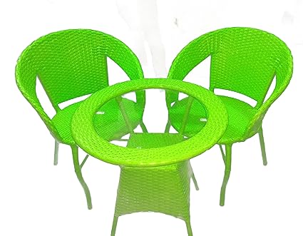 SK Outdoor/balcony/garden/indoor use wicker table chair set of 3 - Green