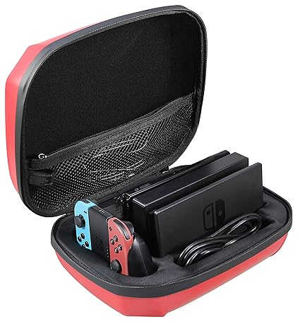 AmazonBasics - Ultimatives Aufbewahrungsetui für die Nintendo Switch, Rot
