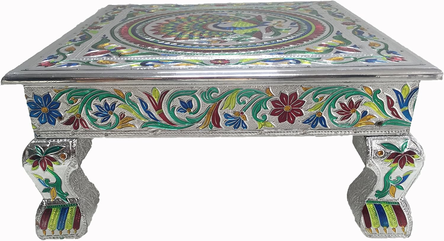 eRadius Bajot Bajhat Hindu Pooja - Mesa baja (aluminio, 30,5 x 30,5 cm): Amazon.es: Hogar