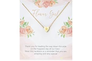 OSNIE Flower Girl A-Z Alphabet Pendant Necklace 14K Gold Plated Tiny Capital Letter Initial Heart Pendant Necklace Wedding Day Thank You for Being My Flower Girls Jewelry Gifts Proposal from Bride