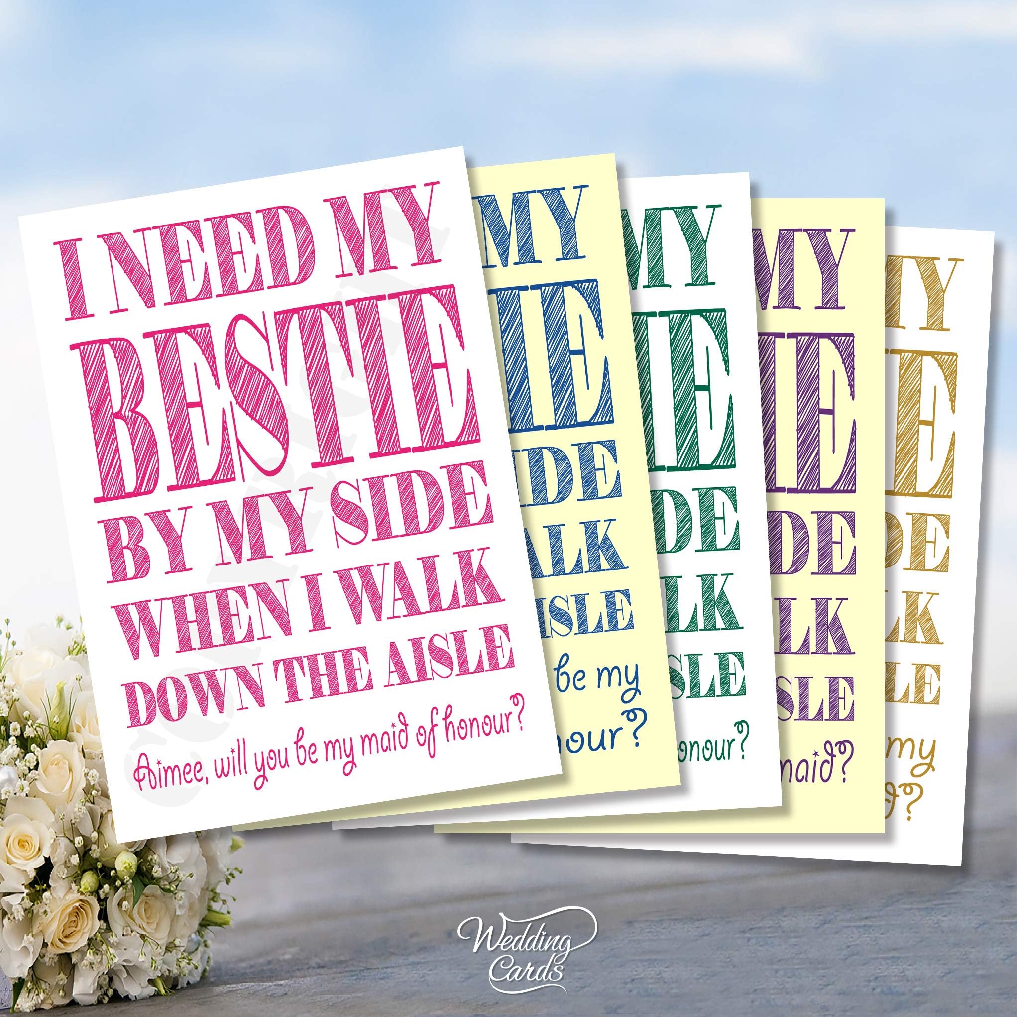 Wedding Cards I need my Bestie by my side when I walk down the aisle Will you be my (any name/role) Card A6