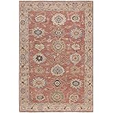 SAFAVIEH Samarkand Collection Area Rug - 6' x 9', Red & Beige, Hand-Knotted Wool, Ideal for High Traffic Areas in Living Room