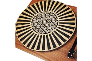 TazStudio Premium slipmat - Cork Turntable Mat for Better Sound Support on Vinyl LP Record Player - Cork mat Original Art Design - Psychedelic Geometric The Flower of Life (4mm Thick)-m6
