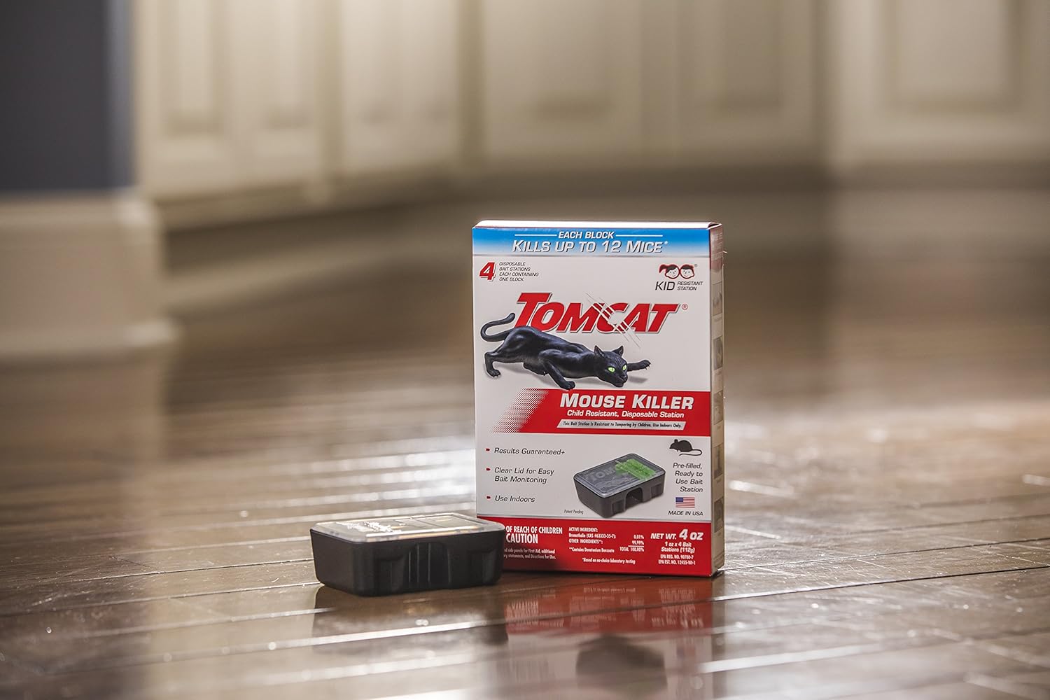 Tomcat Mouse Killer Disposable Station for Indoor Use - Child Resistant, 4 Stations with 1 Bait Each : Garden & Outdoor