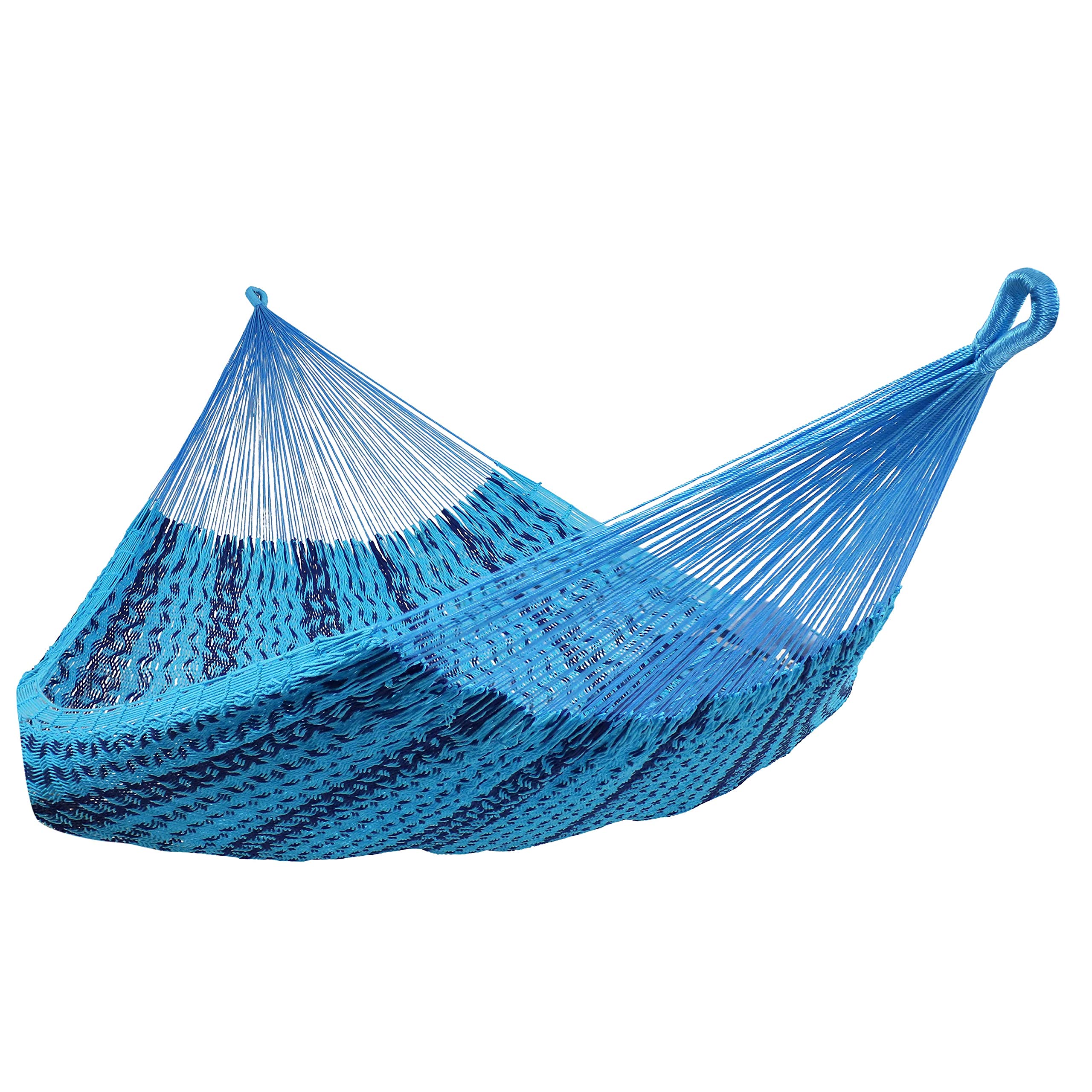 Photo 1 of Sunnydaze Handwoven XXL Thick Cord Mayan Double Hammock for Outside - 625-Pound Capacity Heavy-Duty Outdoor Hammock - Blue