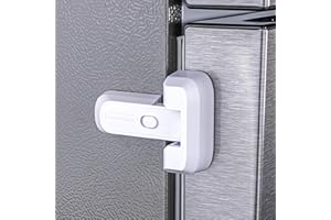 HOMEBRELLA 2-Pack Child Proof Fridge Lock with Adhesive - No Tools Required - Refrigerator Lock for Kids - Freezer Latch to Keep Door Closed - for Toddlers, Cats, & Dogs - White