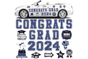 WHYMEO 2024 Graduation Car Magnet Decoration 25Pcs, Magnetic Congrats Grad 2024 Refrigerator Garage Door Stickers, Class of 2024 Graduation Car Magnet Decal for Parade Decor Graduation Party Supplies (Blue)